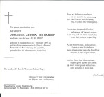 Johanna Louisa De Smedt - bidprentje